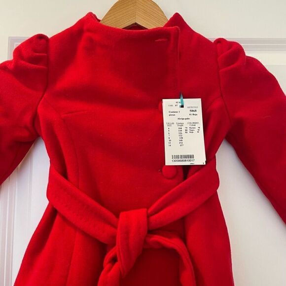 ABEL & LULA GIRLS RED VIRGIN WOOL BELTED COAT Size 4 - Picture 7 of 9